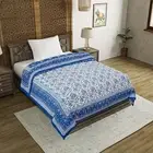 Cotton Single Size Quilt Hand Block Print 60x90 Inches Blue Reversible - Set 1