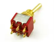 NEW - On-On-On DPDT Round Bat Mini Switch - GOLD