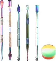 uxcell 6 Pcs Wax Carving Tools Stainless Steel Wax Carving Sculpting Tools with 5ml Silicone Container Jar for Modeling Shaping, Rainbow