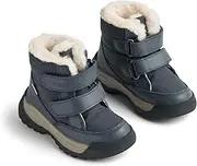 [Wheat] Millas Tex Unisex Children's Winter Shoes, Waterproof, Breathable, Lined and Warm Leather Snow Shoes, 1432 Navy, 35 EU