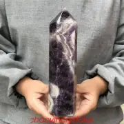 1.93LB Natural Dreamy Amethyst Obelisk Quartz Crystal Point wand Healing XA2757