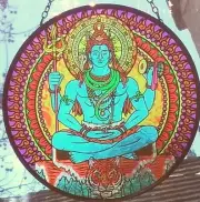 SHIVA SUNCATCHER, 6" Stained Glass Look Hindu God Shiva Suncatcher,MANIFESTATION