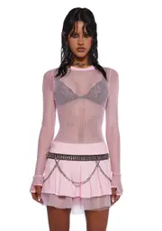 [Current Mood] See Thru Me Fishnet Top - Pink