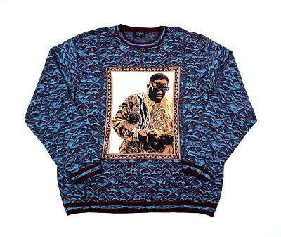 Coogi Australia Art Basel Biggie Smalls Limited Blue Sweater C65340 Men's 5XL