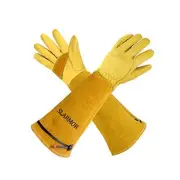 Long Gardening Gloves Women/Men Thorn proof Rose Pruning Heavy Large Yellow