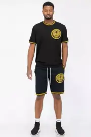 Men’s 2-piece Short Set Crew neck T-Shirt with Matching Comport Flexiable Shorts