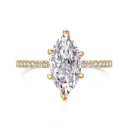 ANYCO Ring Square Shape S925 Sterling Silver Bijoux 18K Gold Plated Ring CZ 5A 1.5ct Engagement Jewelry Women
