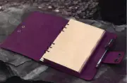 A5 loose leaf Writing note Notebook Retro Diary Notepad cow leather purple Q395