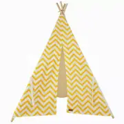 Kids Large Chevron Print in Yellow Cotton Canvas Play Tent Teepee Indoor Tipi Te