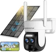 [ 8X Zoom ] 4K 5Dbi Security Cameras Wireless Outdoor, Battery Powered Solar Security Camera Outdoor 360° PTZ WiFi Camera with Spotlight Siren, Motion Detection,Color Night Vision,2.4/5GHz,2-Way Audio