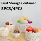 4/5Pcs Fridge Storage Containers Clear Fridge Fruit Storage Boxes with DeITn