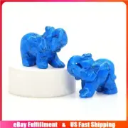 Natural Blue Howlite Turquoise Elephant Crystal Quartz Stone Carved Skull Animal