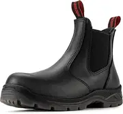 [SUREWAY] Men's Composite/Soft Toe Work Boots 6" Full Grain Leather Chelsea Slip On Working Boots for Men Static Dissipative Fire Station Mechanic Boots Size 7 8 9 10 11 12 13