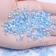 Mixed 1000pcs 2-6mm Sky Blue AB Resin Rhinestones 3D Non Hotfix Glitter Round Flatback Stones Strass Gems Diamonds DIY Nail Art Decoration (22 Sky Blue AB)