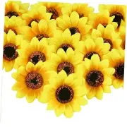 25pcs Fake Sunflowers Heads - 2.8" Artificial Flower Blooms, Silk Gerbera