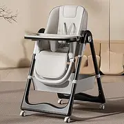 HACFUN 4 in 1 Baby High Chair for Dining & Feeding – Adjustable Toddler Highchair with 4 Wheels, Foldable & Portable Design, BPA-Free Tray, Safe 5-Point Harness, Suitable for 6 Months to 6 Years (White)