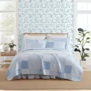 Colleen'S Coastal Patchwork 2-Piece Blue 100% Cotton Twin Quilt Set