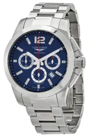Longines Conquest Automatic Chronograph Steel Divers Mens Watch L3.801.4.96.6