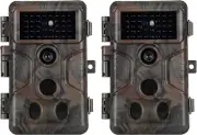 2-Pack No Glow Game & Deer Trail Cameras 32MP 1296P H.264 Video 100Ft Night Visi