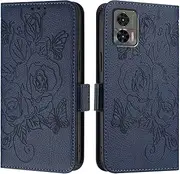Protective Case Compatible with Motorola Moto Edge 30 NEO Case,Wallet Case Slim PU Leather Phone Flip Folio Case,Shockproof Protective Case with Card Holders+Wrist Strap Flip Cover(Blue)