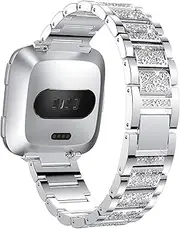 Gimart Compatible for Fitbit Versa Metal Strap Women Girls Bling Rhinestone Stainless Steel Replacement Watch Wrist Band Accessories Bracelet for Fitbit Versa 2/Versa Lite/Versa SE