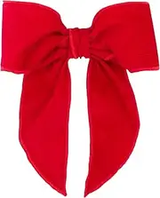 [Wee Ones] Girls Corduroy Bowtie with Twisted Wrap and Whimsy Tails, Medium, Red