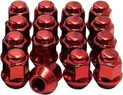 Wheel Accessories Parts Set of 16 ATV UTV Bulge Acorn Lug Nut 17mm Hex 1.10" (27.94mm) Long (Red, M10x1.25)