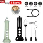 USB Rechargeable Milk Frother Handheld Electric 3 Speeds Foam Maker Kitchen Tool