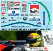 1/12 Decals for AYRTON SENNA DRIVER FIGURE 1991 MP4/6 DECALS TBDECAL TBD177