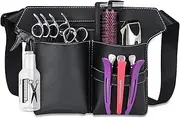 Noverlife Hairdresser Scissor Bag, Barber PU Leather Waist Pouch, Professional Hairdressing Tools Storage Holster with Waist Belt, Hair Salon Scissor Storage Waist Bag for Hairstylist