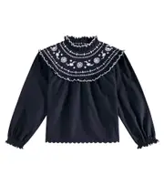 [The New Society] The New Society Pune embroidered cotton blouse Y 8 blue