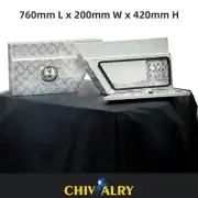 Aluminium Checker Plate Square 760mm Under Tray Toolboxes with Whale Tail Locks