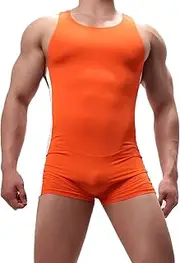 YUFEIDA Men's Athletic Supporters Bodysuit Slim Fit Active Wrestling Leotard Stretchy Base Layers Jumpsuit Boxer Singlet