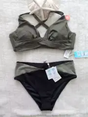 Seafolly 12DD Wrap Front Bra X Back Ivy & Milea 14 Pique Colour High Waist Sage