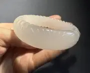 Special Price！54mm Rare Natural High Grade Icy White Shetei Cui Jade Bangle