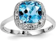 [Diamond2Deal] Women's 14K White Gold Over Light Swiss Blue Topaz and Diamond Solitaire Anniversary Ring (2.48ct)