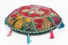 17" Old Vintage Floor Pillow/Cushion Cover Throw With Bohemian Patchwork Green