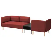 LILLEHEM 3-seat modular sofa with side table, Gunnared brown-red/wood