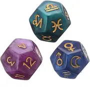 3 Constellation Dice, Divination Dice, 12-Sided Astrological Dice, Astrology Tarot Dice, Constellation Divination Tarot Cards Game Dice, Pearl Astrological Dice for RPG Board Games