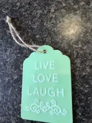 Metal Gift Tag LIVE LOVE LAUGH 3”x4” with Jute String
