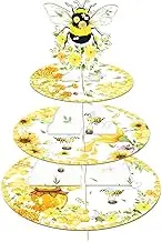 CC HOME Bee Party Supplies Cupcake Stand 3 Tier Bee Party Cake Stand for Kids Birthday Party Decorations Bee Theme Party Baby Shower Birthday Party Supplies
