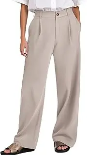 [Generic] High Waisted Trousers for Women Cropped Leggings with Lace Trim Flared Work Cargo Khaki Linen Petite Plus Lightweight Pants Ladies White Pack Multipack Pockets Wide Leg Elasticated Waist