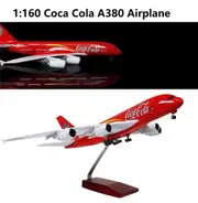 1:160 A380 Coca Cola Diecast Plane Model Air Plane LED Light & Land Gear Wheels