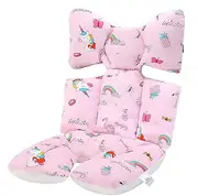 Universal Pram Seat Cover - Soft and Comfortable Pram Seat Pad with Cute Print - Ideal for Summer and Winter Rainbow Horse
