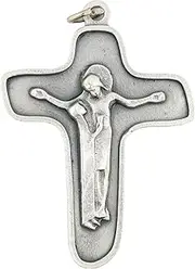 [VILLAGE GIFT IMPORTERS] Silver-Tone Sorrowful Mother Crucifix Pendant | Pectoral Necklace Pendant or Small Wall Cross | Silver-Tone Metal | Great Catholic Gift | Mary and Jesus Design, Metal, No Gemstone