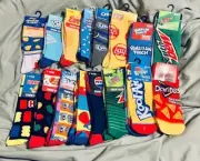 Crazy Crew/Ankle Socks~Snacks~PEZ|Pepsi|MtDew|Oreo|Doritos|Gnrl Mills~20 Pairs