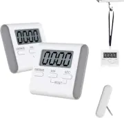 Countdown Timer Alarm Clock Timing & Digital Kitchen Timer - White 2 Pieces