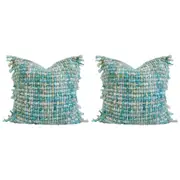 2x LVD Chunky Knit Acrylic/Cotton Cushion Pillow Sofa Decor 50cm Square Marine