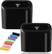 Cozioz 2 Packs Mini Car Trash Can Bin with Lid and 10 Rolls Trash Bags, Car Garbage Trash Can Storage for Front Back Seat Accessories