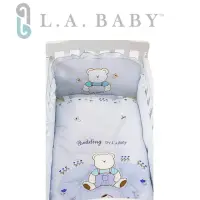 在飛比找momo購物網優惠-【美國 L.A. Baby】田園巴黎純棉五件式寢具組（S）(
